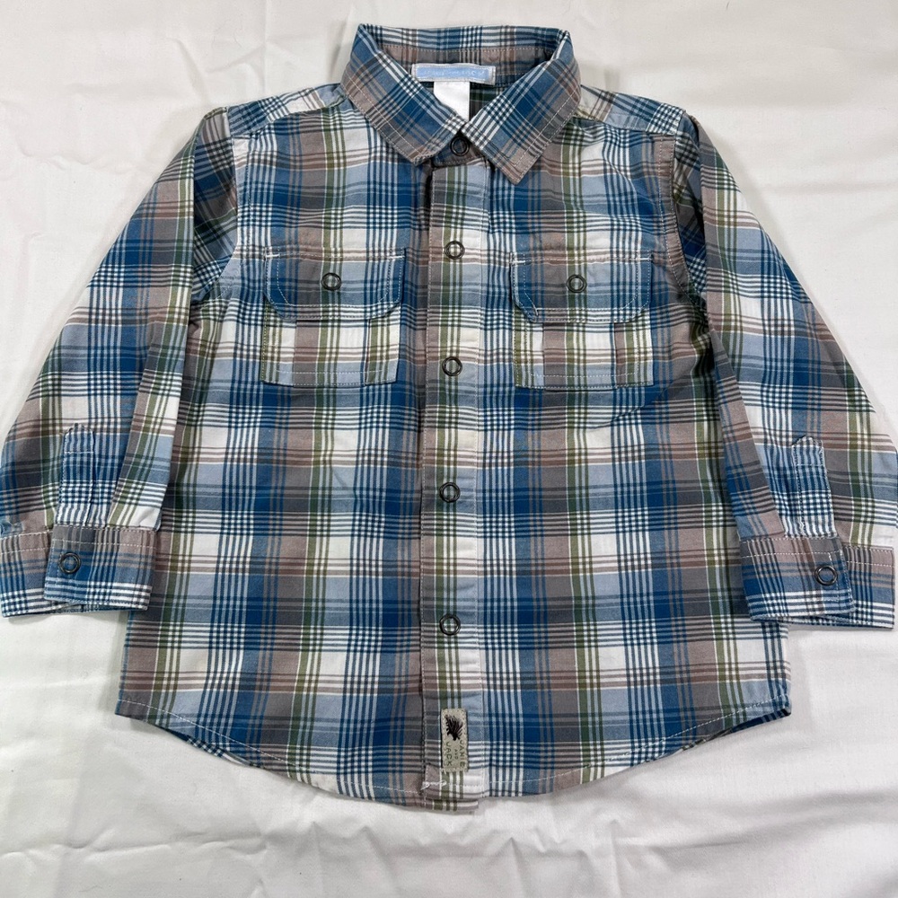 Janie and Jack boys' plaid flannel button-up shirt.